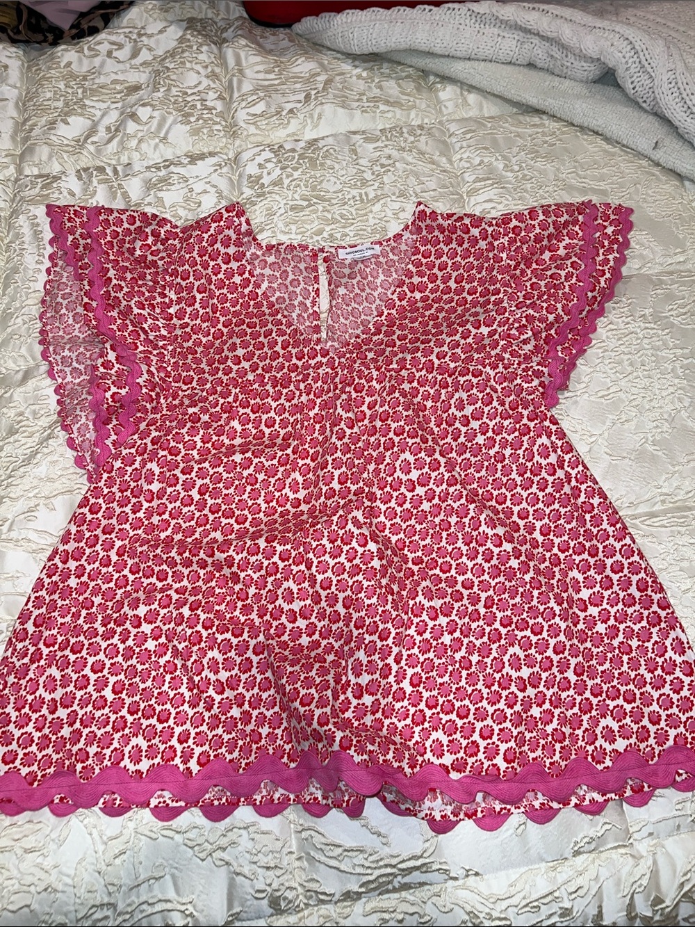 Chic Soul Pink Floral Eyelet-Trim Casual Dress